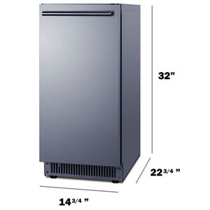 Summit 15 in. Built-In Undercounter Outdoor Commercial-Use Ice Maker with 26 lb. Ice Storage, Auto-Defrost & Digital Control - Stainless Steel, , hires