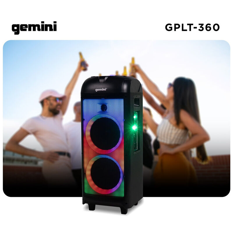 Gemini 360 Portable Bluetooth Speaker with LED Party Lighting - Black, , hires