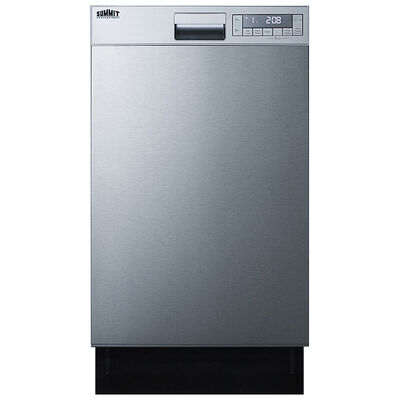Summit 18 in. Built-In Dishwasher with Front Control, 49 dBA Sound Level, 8 Place Settings & 5 Wash Cycles - Stainless Steel | DW18SS4