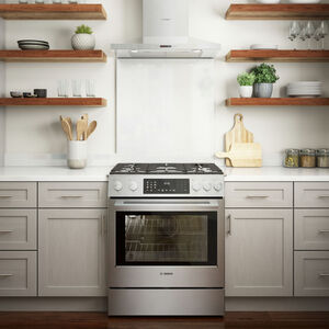 Bosch 800 Series 30 in. 4.6 cu. ft. True European Convection Slide-In Dual Fuel Range with 5 Sealed Burners - Stainless Steel, , hires