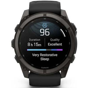 Garmin fenix 9 51 mm, AMOLED Smart Watch - Carbon Gray DLC Titanium with Black Silicone Band, , hires