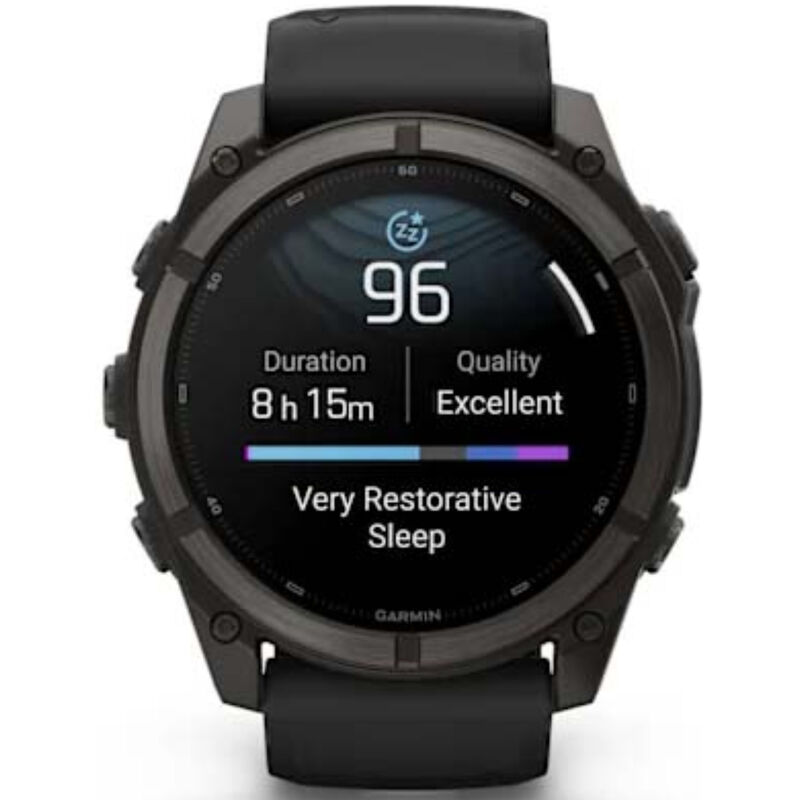 Garmin fenix 9 51 mm, AMOLED Smart Watch - Carbon Gray DLC Titanium with Black Silicone Band, , hires