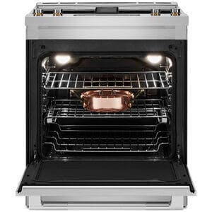 JennAir 30 in. 6.2 cu. ft. Air Fry True European Convection Slide-In Electric Range with Radiant Burners - Stainless Steel, , hires