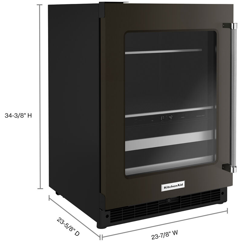 KitchenAid 24 in. Built-In 4.8 cu. ft. Beverage Center with Pull-Out Shelves & Digital Control - Black Stainless Steel, , hires