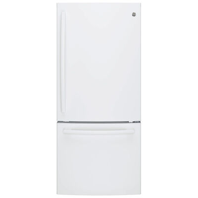 GE 30 in. 21 cu. ft. Bottom Freezer Refrigerator with Ice Maker - White | GDE21EGKWW