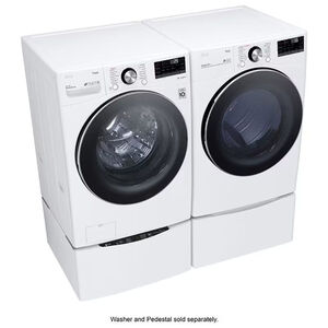 LG 27 in. 7.4 cu. ft. Smart Stackable Round-Door Gas Dryer with Tempered Glass, Built-In Intelligence, Sensor Dry, Turbo Steam, Sanitize & Steam Cycle - White, White, hires