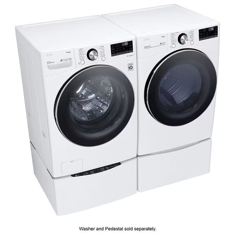 LG 27 in. 7.4 cu. ft. Smart Stackable Round-Door Gas Dryer with Tempered Glass, Built-In Intelligence, Sensor Dry, Turbo Steam, Sanitize & Steam Cycle - White, White, hires