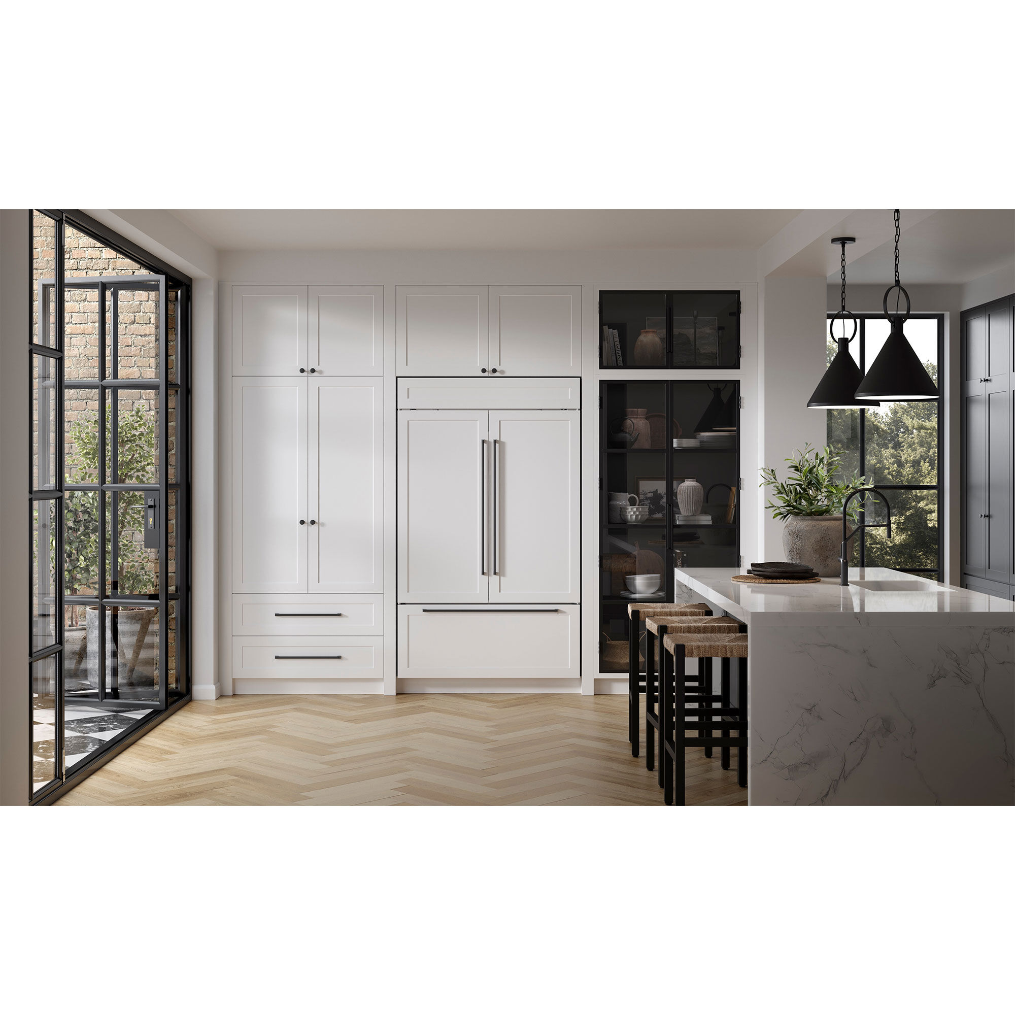 Sub-Zero CL4850UFD-O Classic Series Built-In French Door Refrigerator shown in a luxury built-in kitchen setting