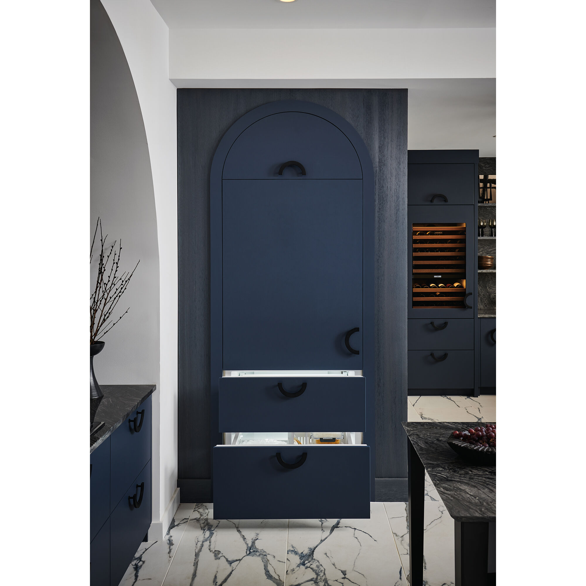 Interior view of Sub-Zero DET3650CIIDL showing ClearSight LED lighting and adjustable shelving
