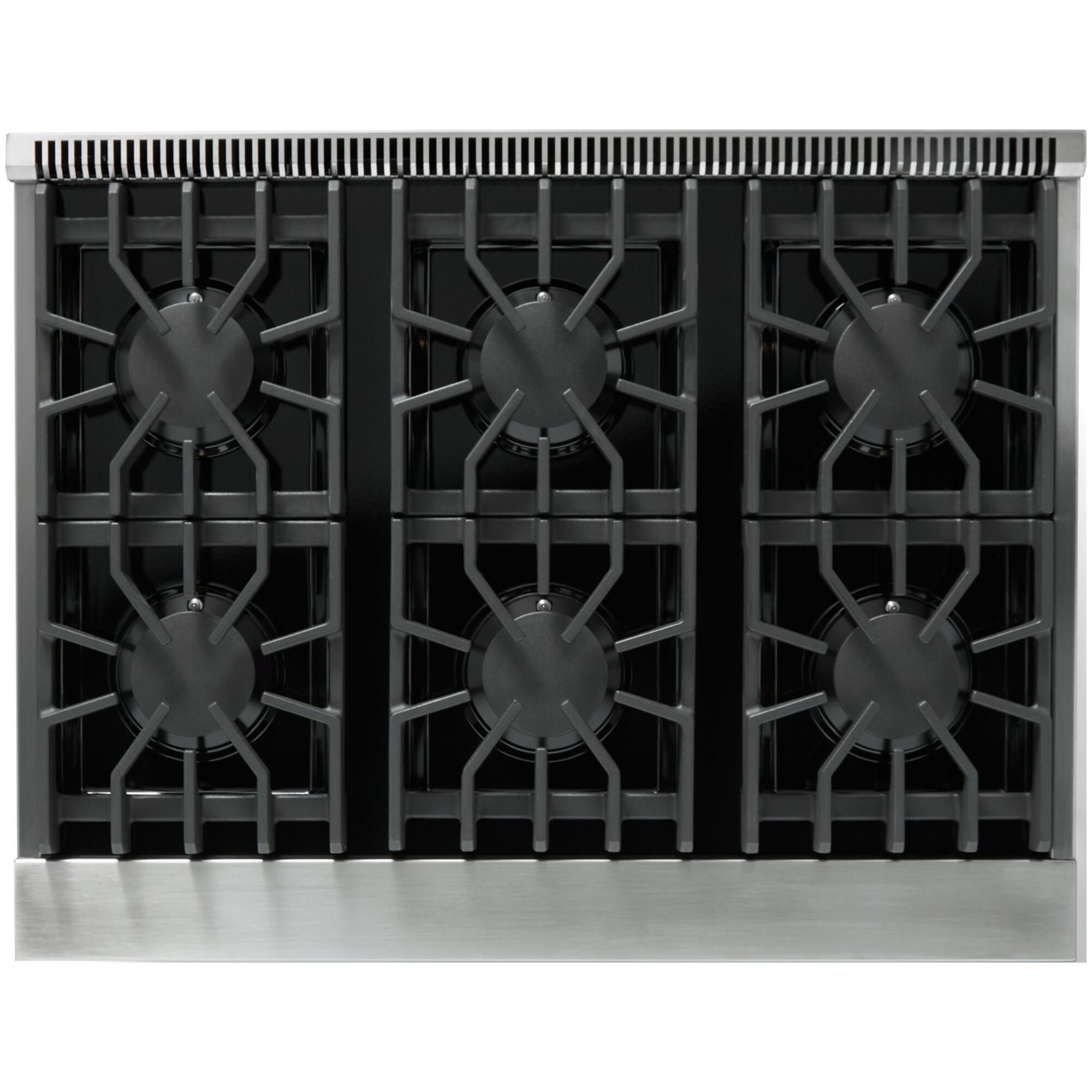 Viking 5 Series 36 in. Dual Fuel Range, Stainless Steel with Brushed Brass Trim, detail view
