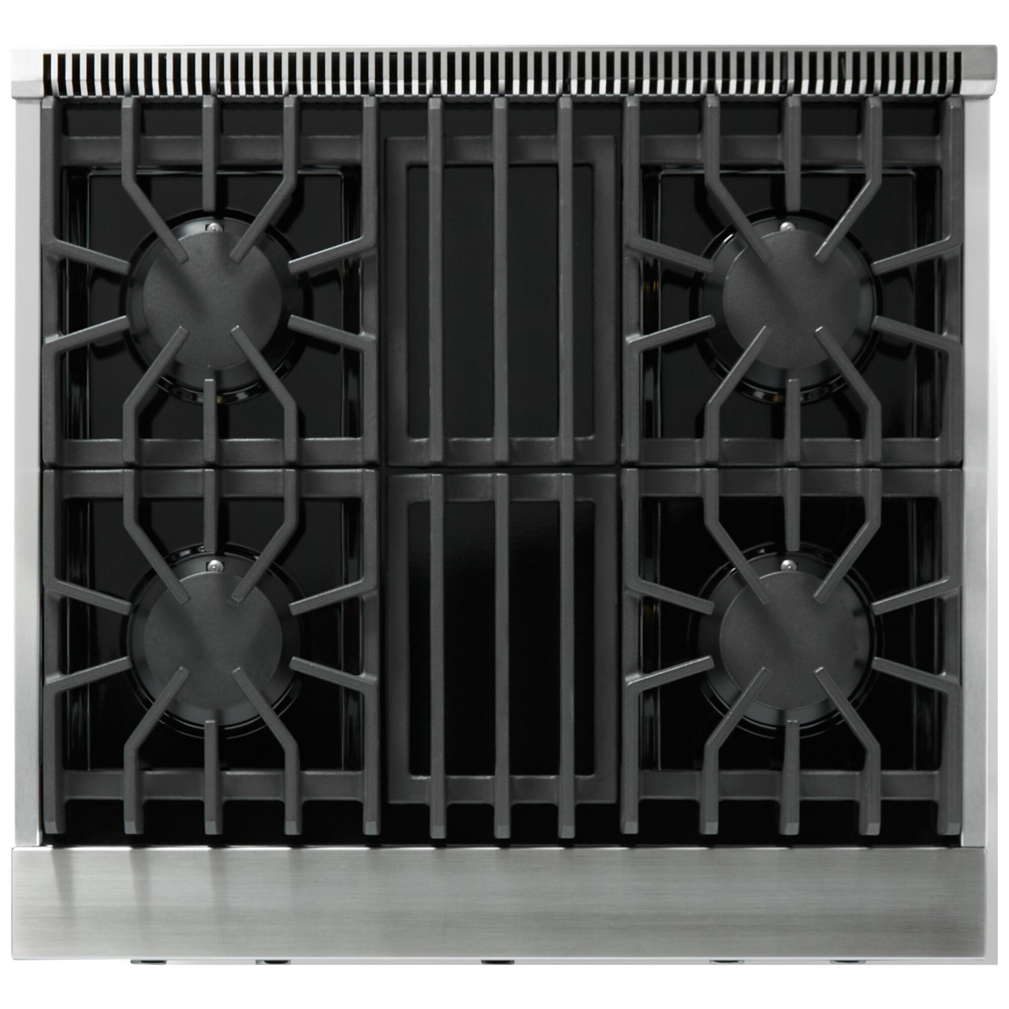Viking 5 Series VGR53044BPWLP detail view showing sealed burners and porcelainized cooking surface in Pure White