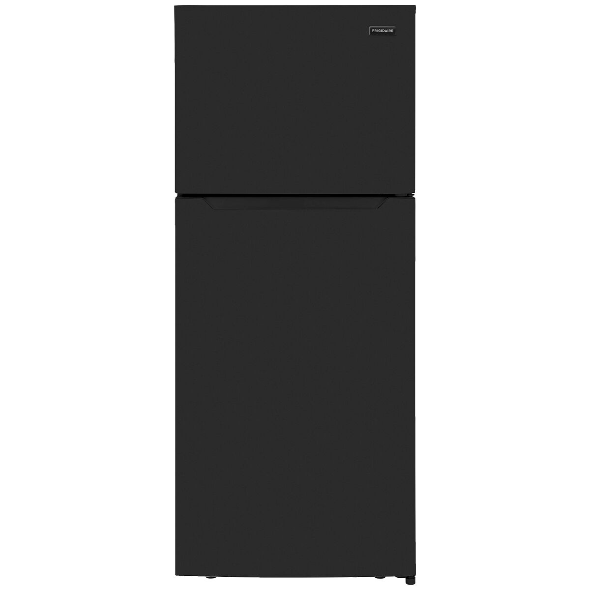 Frigidaire FFHT1822UB top freezer refrigerator in black finish, front view