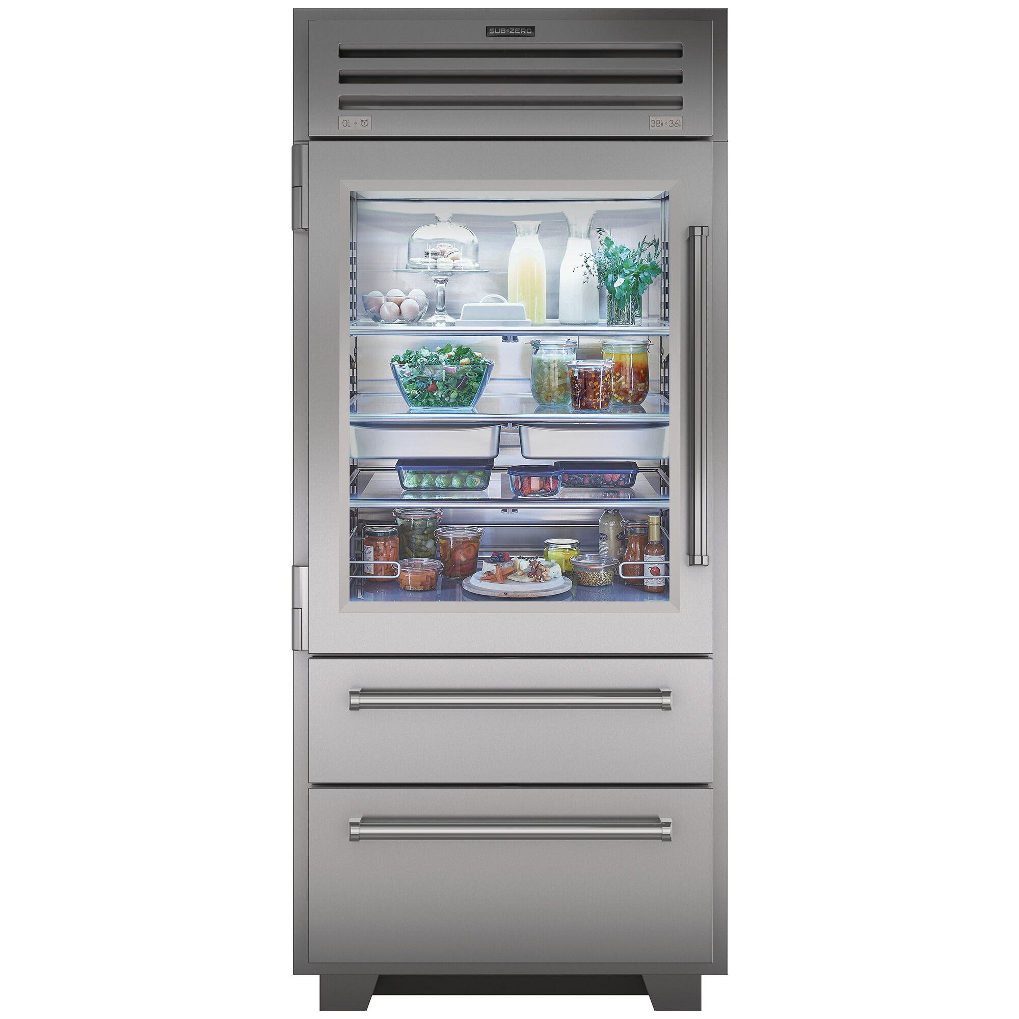 Sub-Zero Pro Series Built-In Bottom Freezer Refrigerator model PRO3650GLH in Stainless Steel with left-hinged door