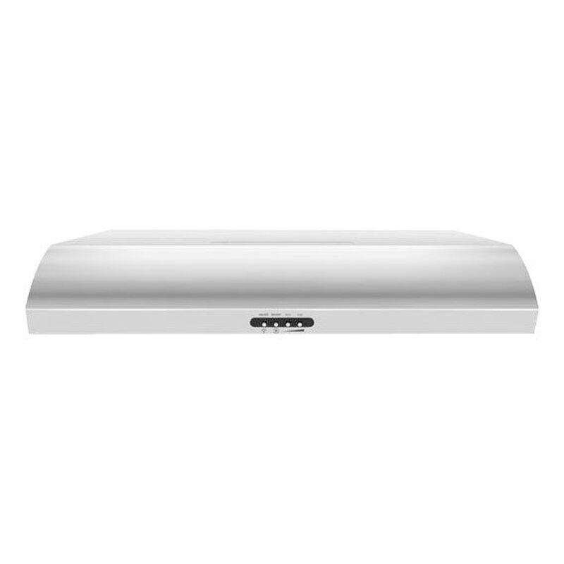 Whirlpool UXT5236BDS 36-inch under-cabinet range hood in stainless steel finish shown on white background.