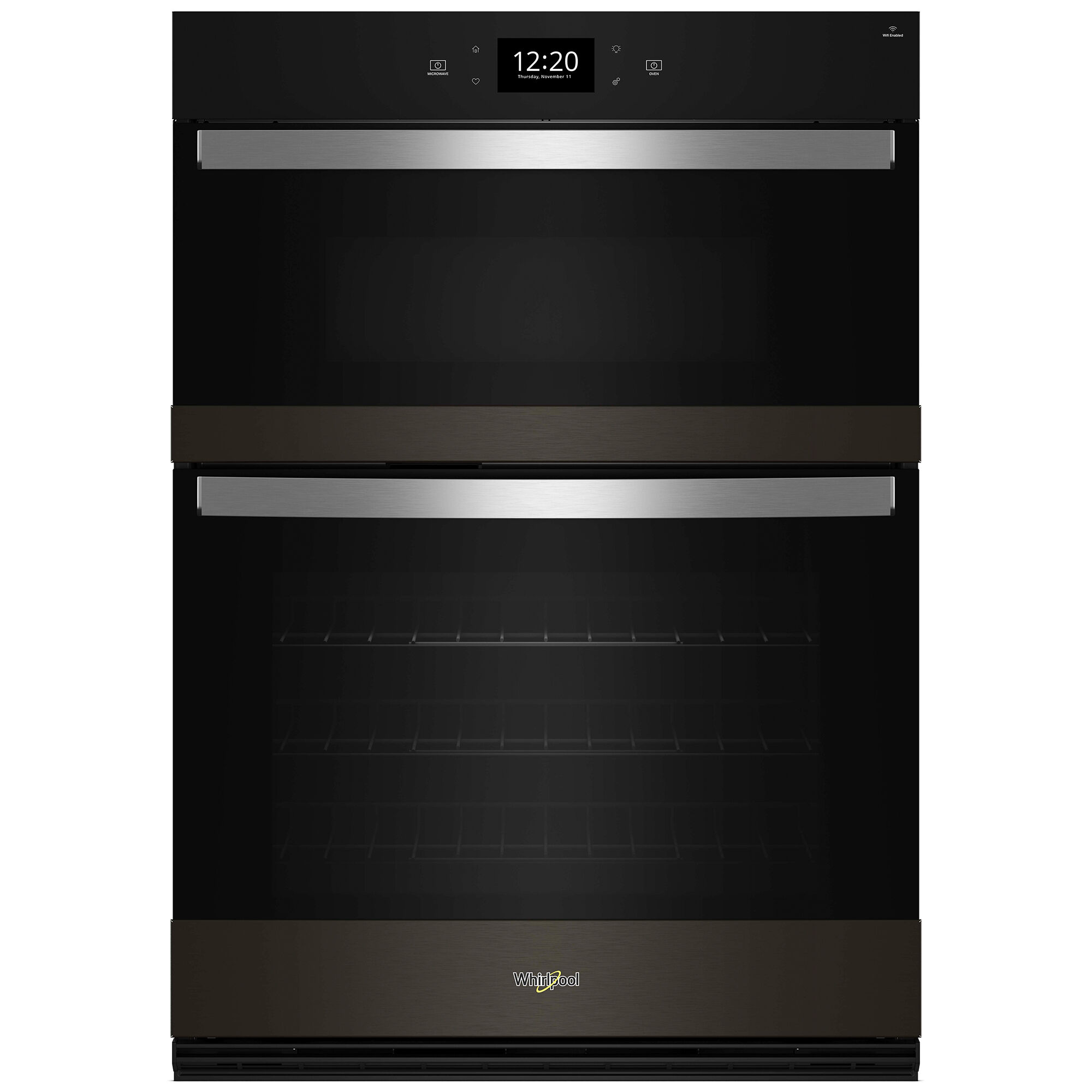 Whirlpool WOEC7030PV 6.4 cu. ft. wall oven microwave combo with Air Fry in Black Stainless Steel with PrintShield Finish.