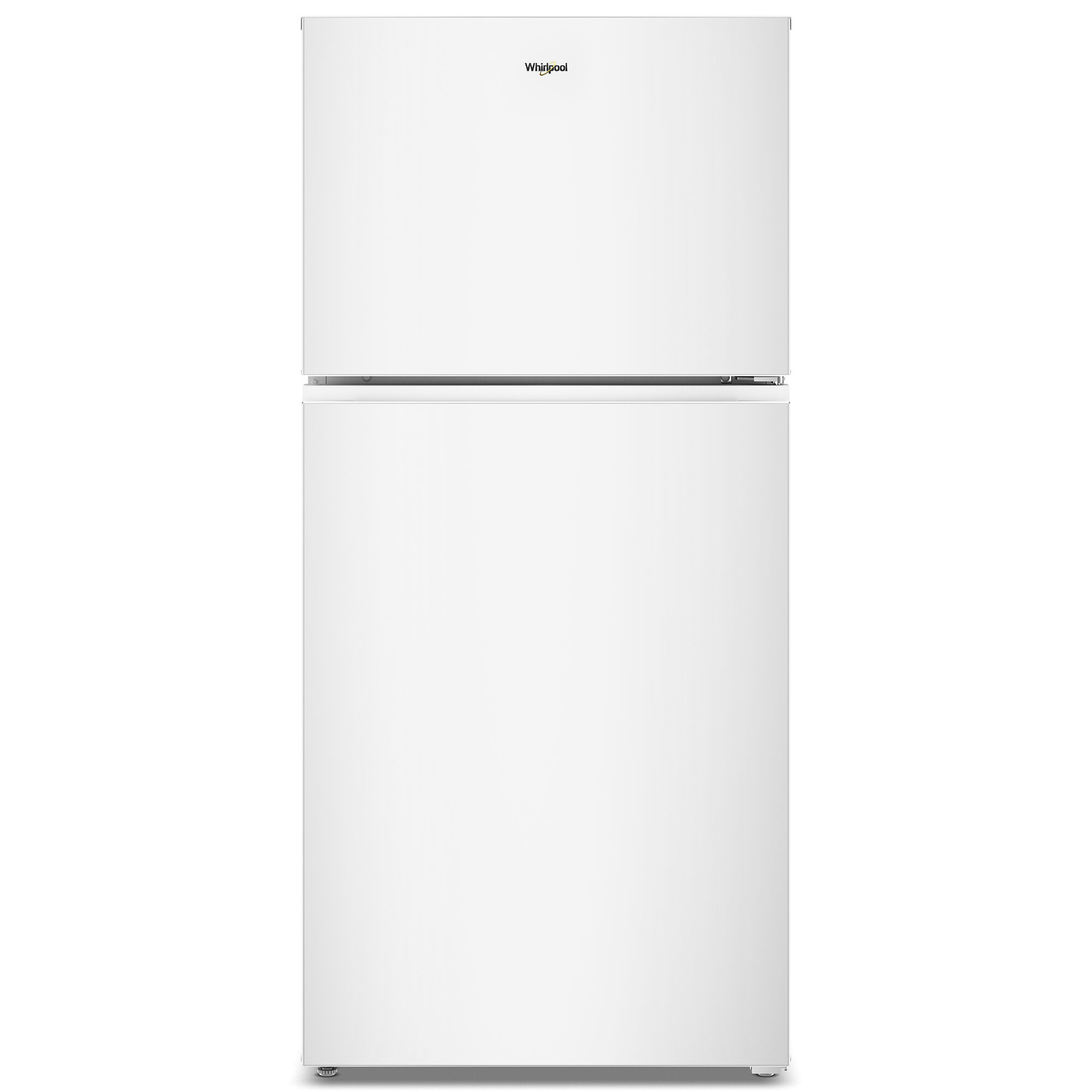 Whirlpool WRTX3319SW 30-inch top freezer refrigerator in white finish shown on white background.