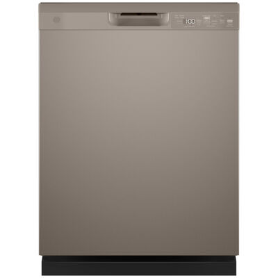 GE 24 in. Built-In Dishwasher with Front Control, 52 dBA Sound Level, 16 Place Settings, 4 Wash Cycles & Sanitize Cycle - Slate | GDF550PMRES