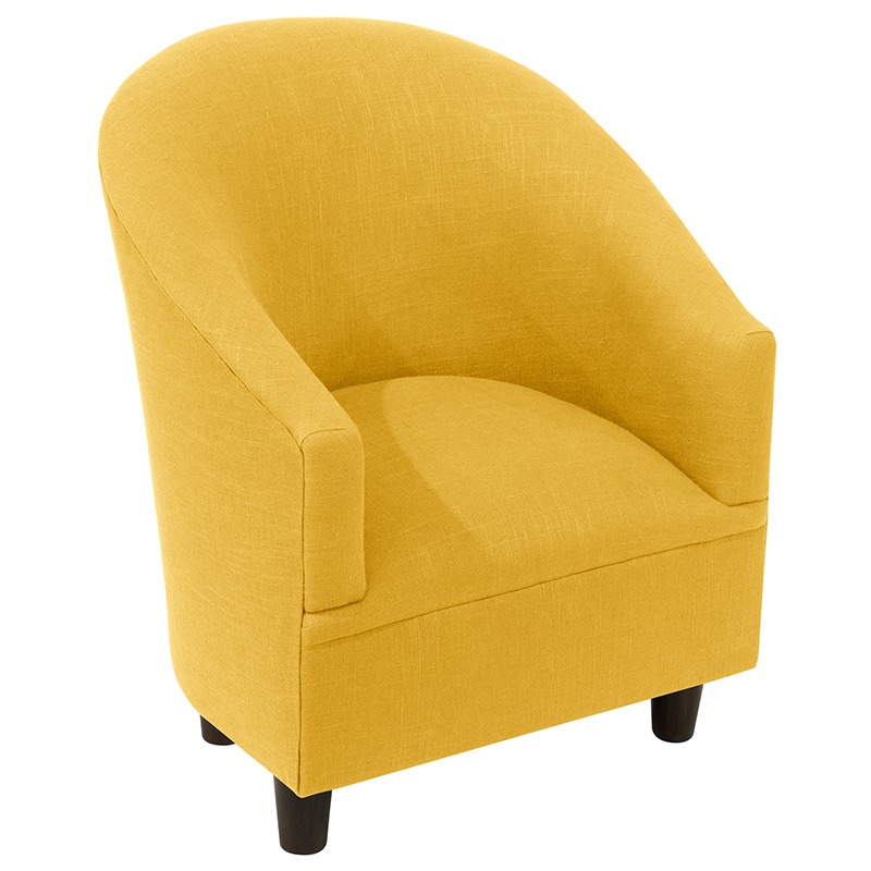 Skyline Furniture Kids Fabric Tub Chair In Linen French Yellow