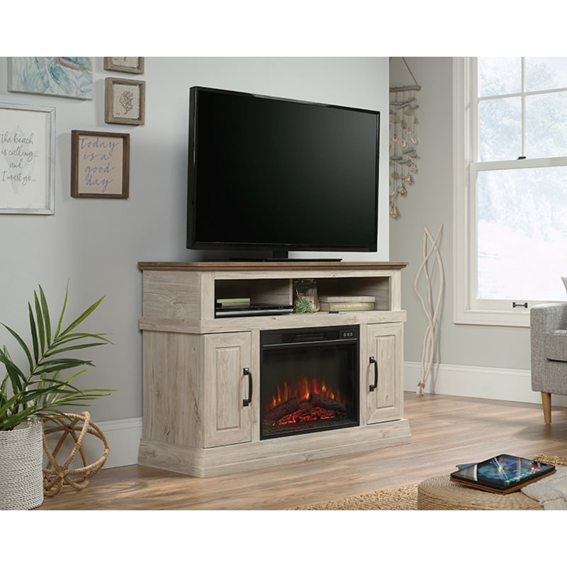 Sauder TV Stand w/ electric fireplace and storage 426163