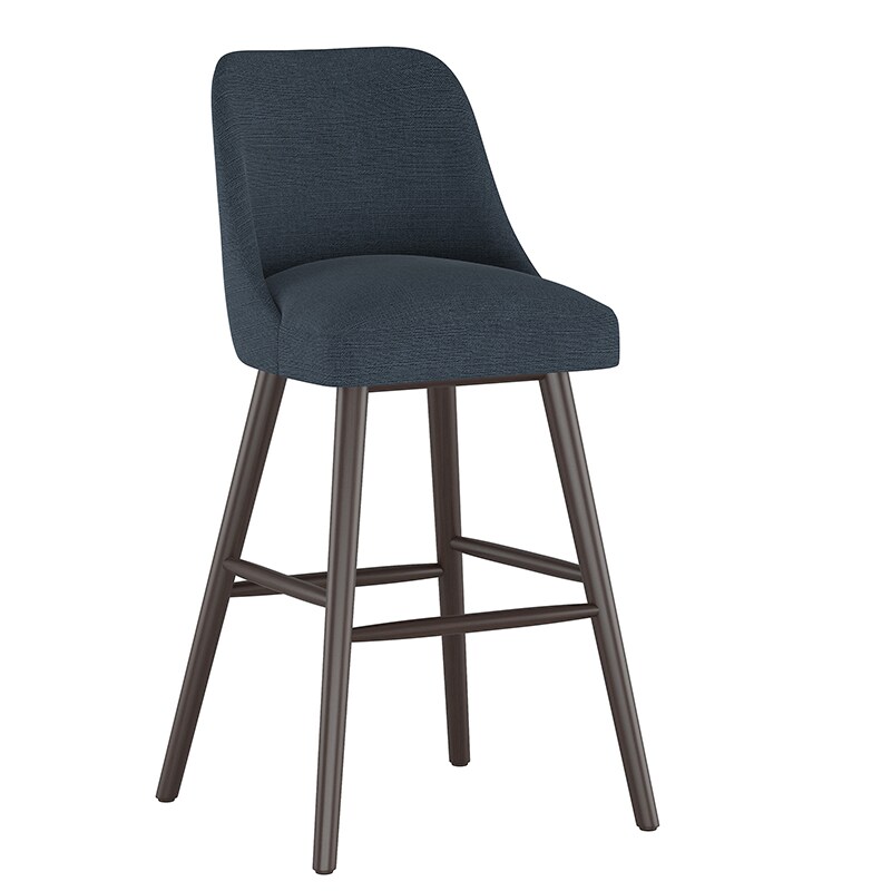 Skyline Furniture Modern Mid Century Bar Stool in Linen Fabric Navy
