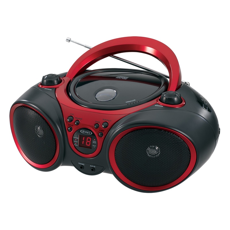 Jensen Portable AM/FM Stereo Boombox with CD Player & Aux Input - Red ...