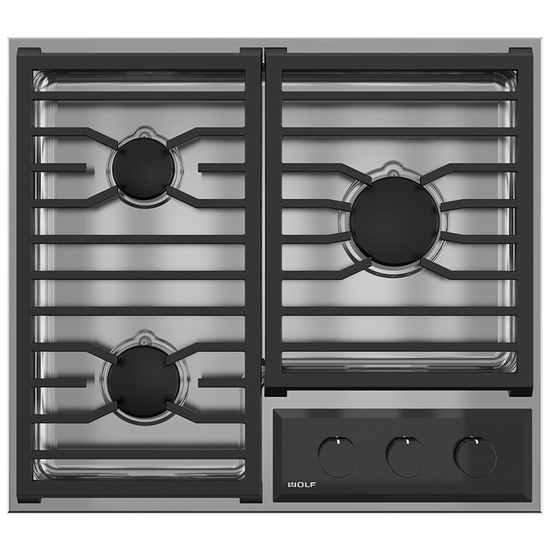 Wolf 24" Transitional Framed Gas Cooktop with 3 Burners Stainless