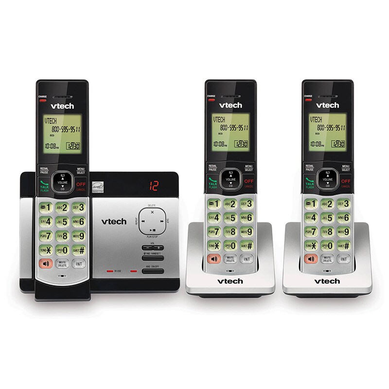 VTech CS51293 DECT 6.0 Expandable Cordless Phone System with 3 Handsets CS51293
