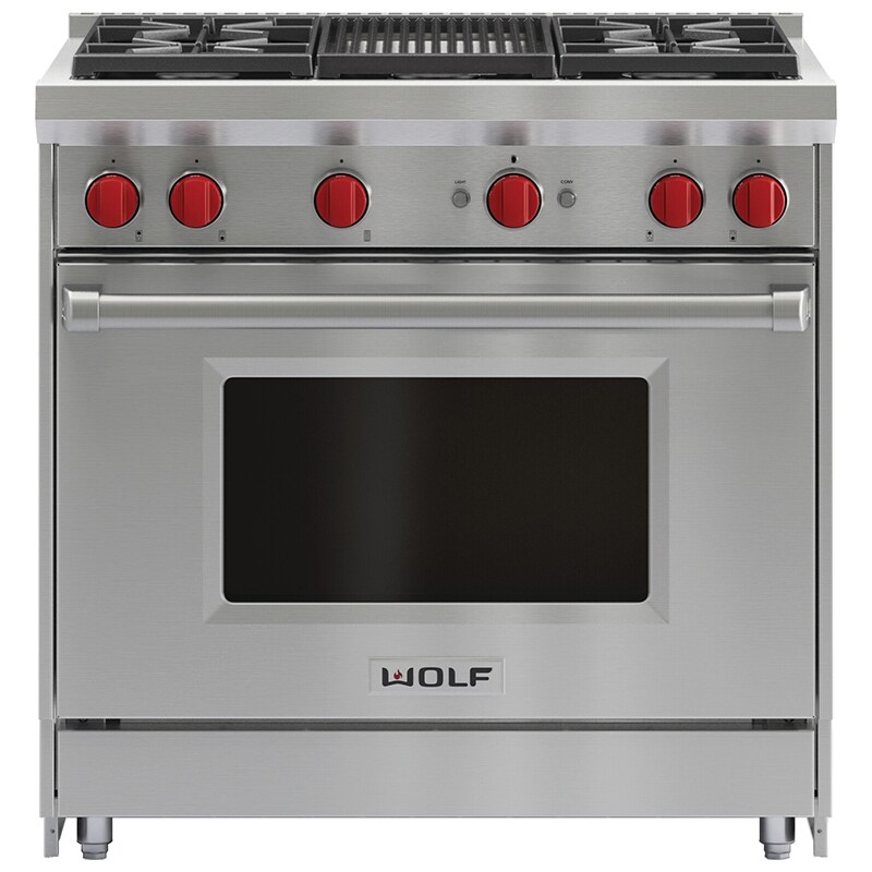 Wolf 36" 4Burner Free Standing Gas Range with Convection Oven