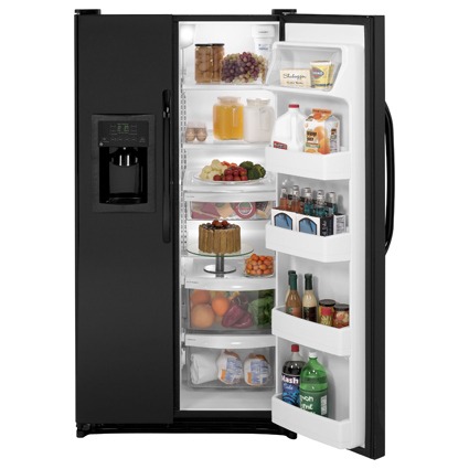 GE 21.9 Cu. Ft. Side-by-Side Refrigerator - Black on Black | PCRichard ...
