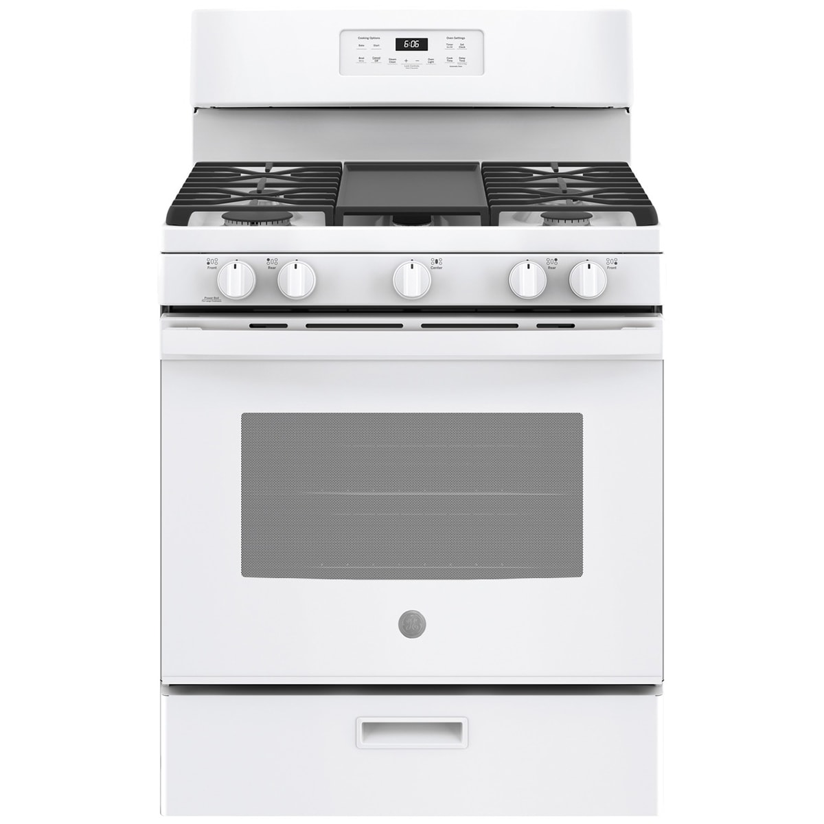 Ge 30 5 Burner Free Standing Gas Range With Griddle White
