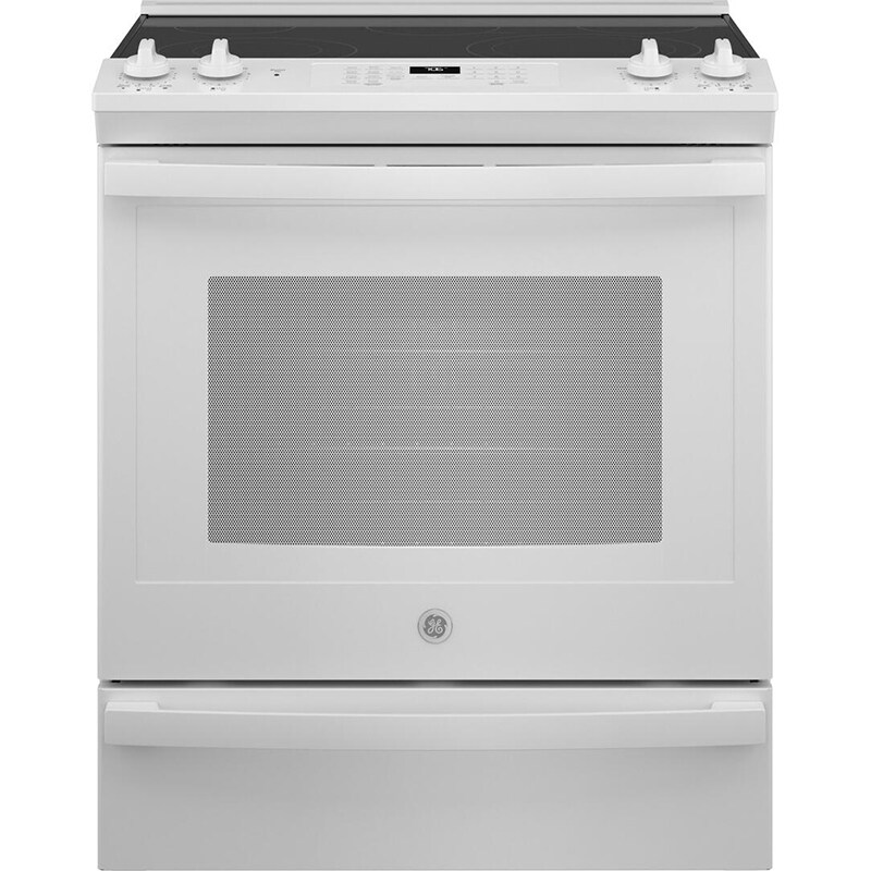 GE 30" SlideIn Electric Range with 5 Smoothtop Burners, 5.3 Cu. Ft