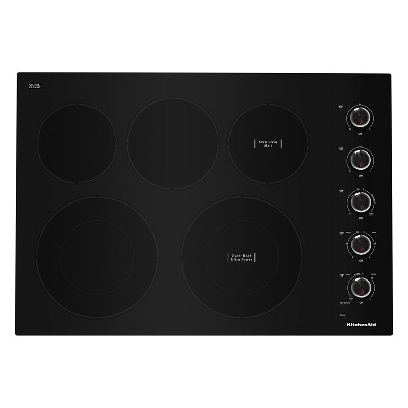 KitchenAid 30" BuiltIn Electric Cooktop with 5Burners Black KCES550HBL