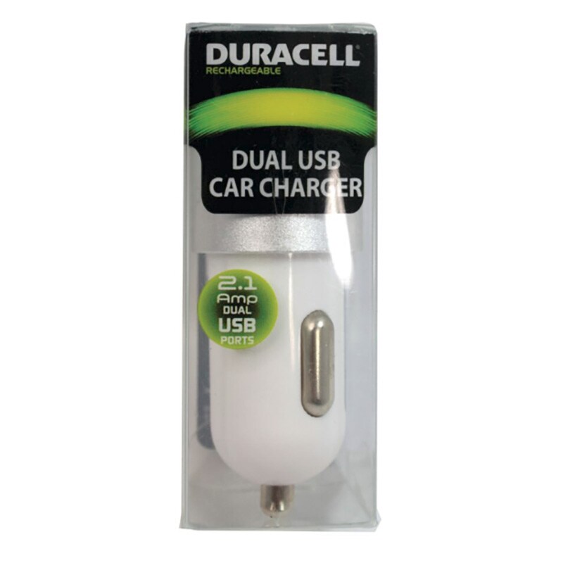 Duracell Dual USB 2.1 Amp Car Charger White LE2170