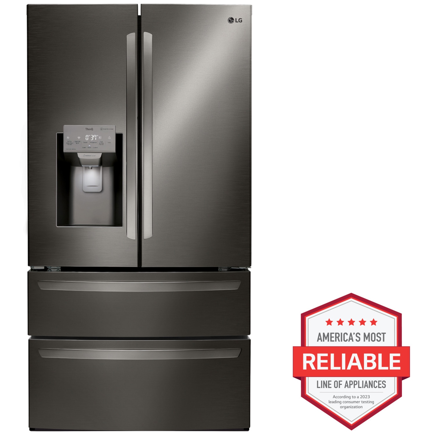 Lg 36 27 8 Cu Ft French Door Refrigerator With Ice Water Dispenser Printproof Black Stainless Steel Pcrichard Com Lmxs28626d
