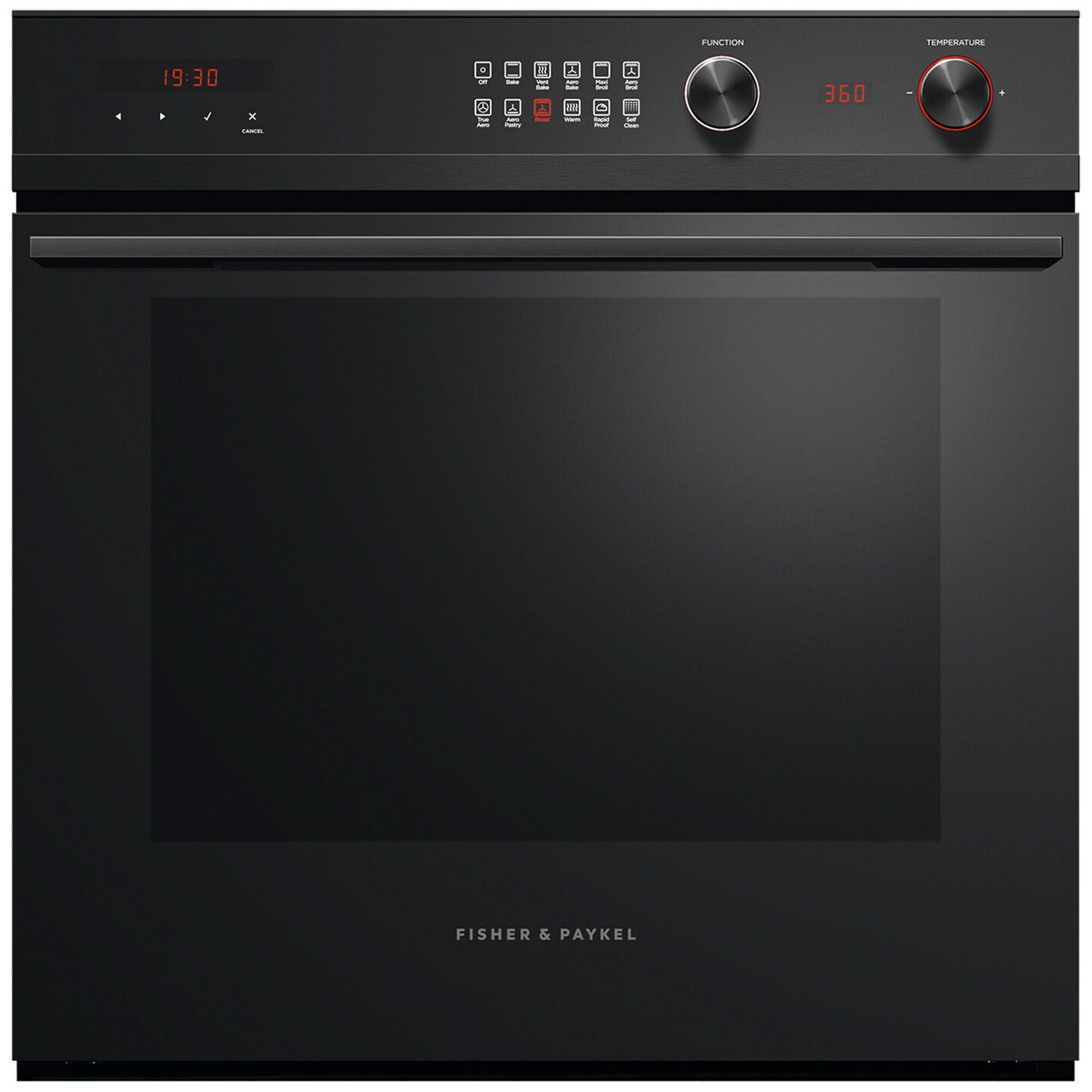 Fisher & Paykel 24" Self Cleaning Electric Single Wall Oven Black Glass