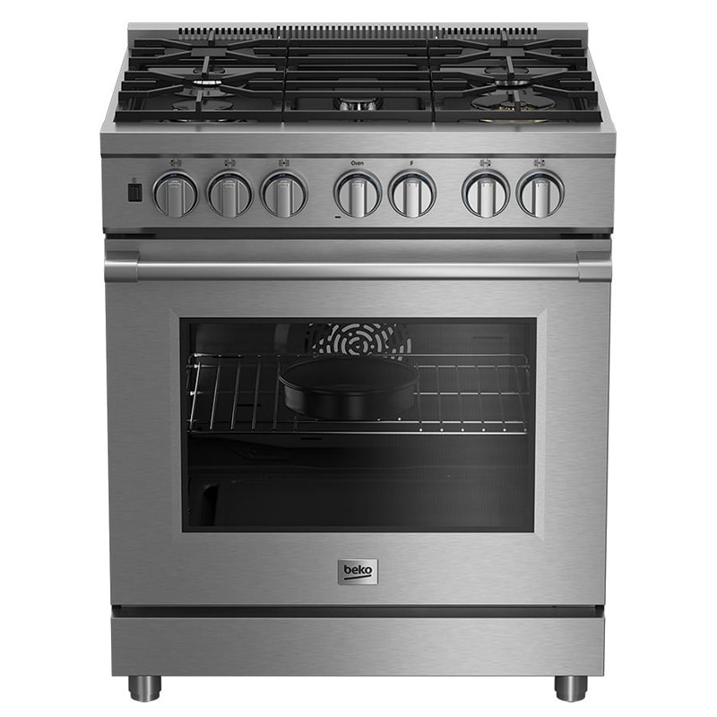 Beko 30" Freestanding Dual Fuel Range with 5 Sealed Burners, 5.7 Cu. Ft. Single Oven with True