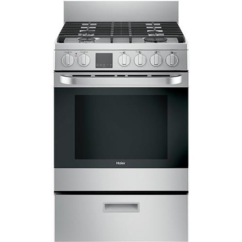 Haier 24" Freestanding Gas Range with 4 Sealed Burners, 2.9 Cu. Ft. Single Oven & Storage Drawer