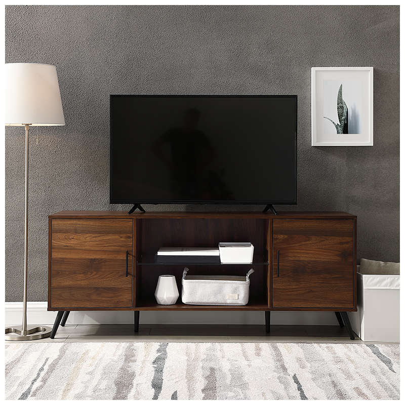 Walker Edison 60" MidCentury Modern Wood TV Stand Console Dark