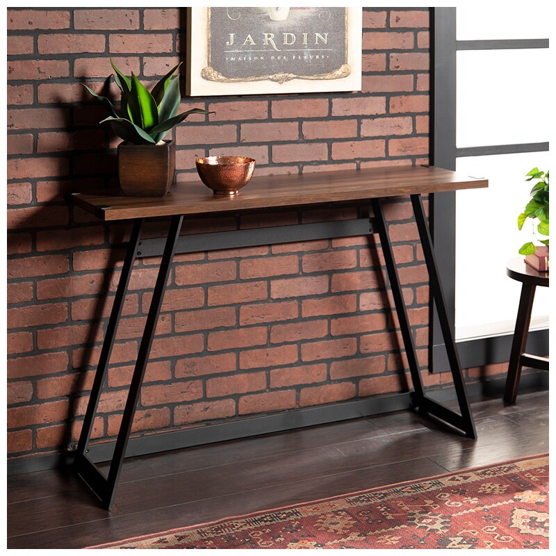 Walker Edison 46 Farmhouse Wood Entryway Accent Table Dark