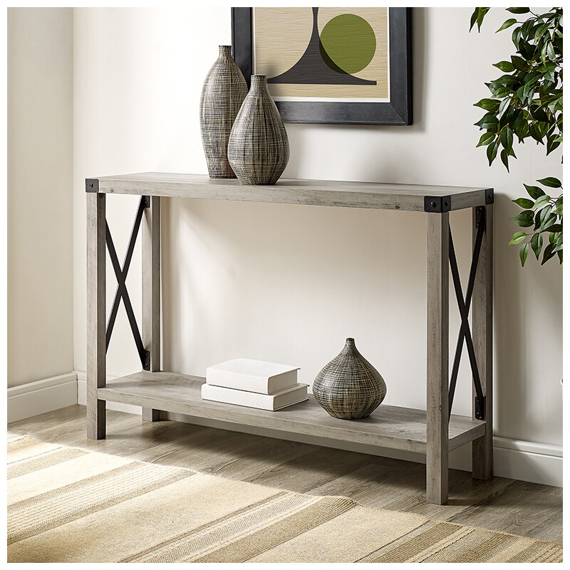 Walker Edison 46 Farmhouse Inustrial Entryway Accent Table Grey