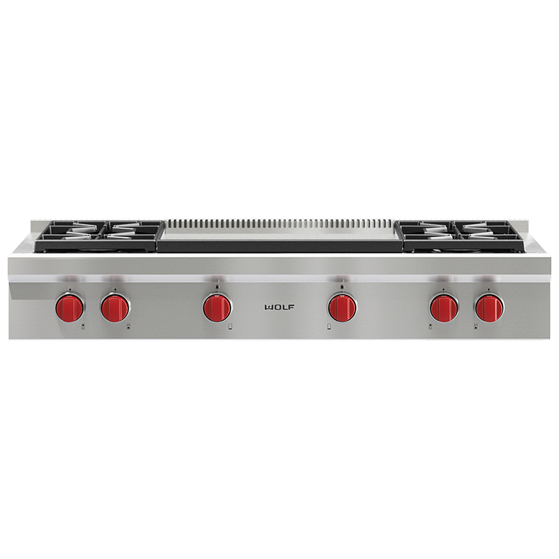 Wolf 48" ProStyle Gas Rangetop 4 Burners Double Griddle LP Stainless