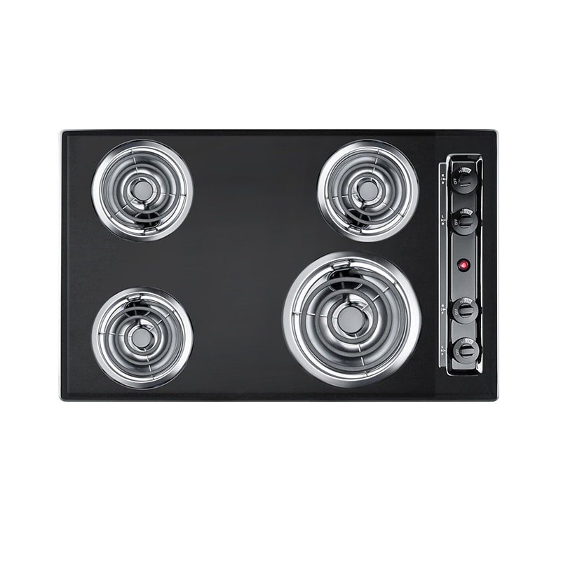 Summit 30" Electric Cooktop with 4 Coil Burners Black