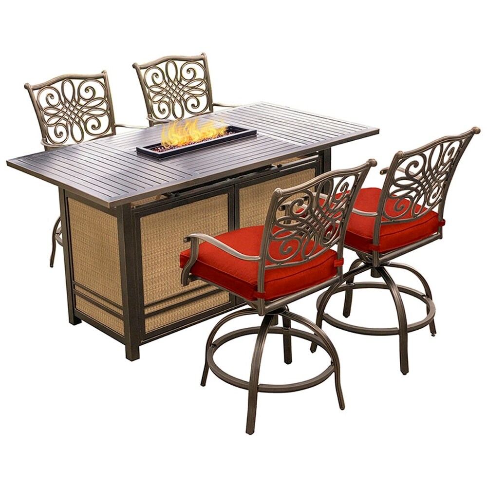 Traditions 5 Piece High Dining Set With 4 Tall Swivel Chairs And A