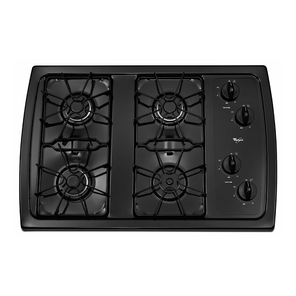 Whirlpool 30" Gas Cooktop with 4 Sealed Burners Black