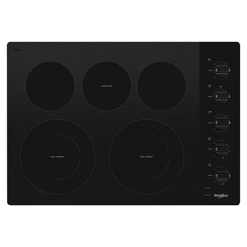 Whirlpool 30" Electric Cooktop with 5 Smoothtop Burners & Easy Cleaning Black