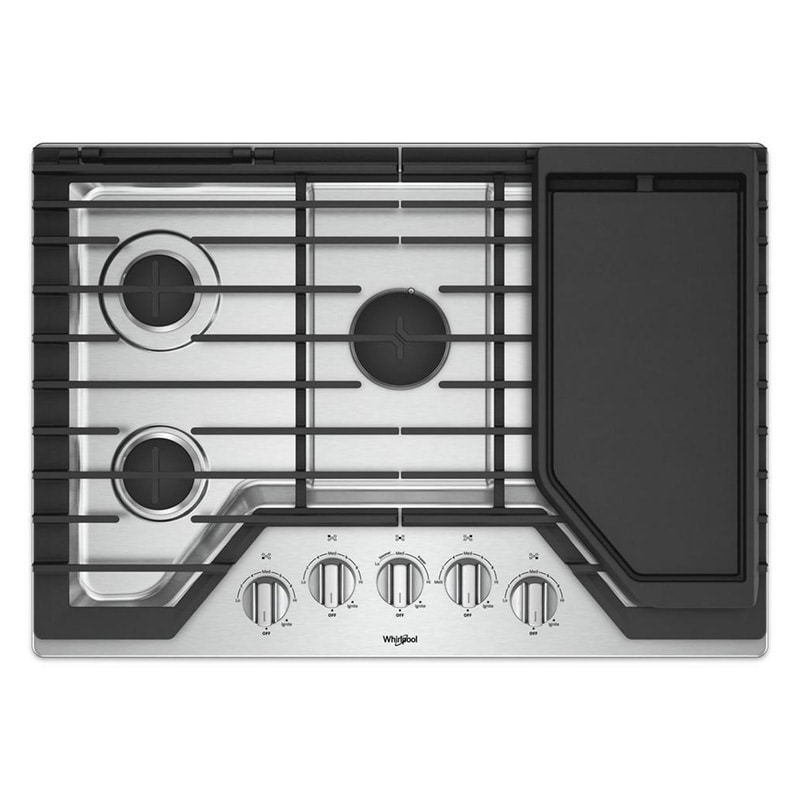 Whirlpool 30" Gas Cooktop with 5 Sealed Burners, Griddle & Easy
