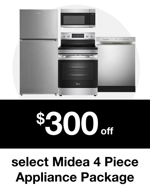 $300 off select Midea 4 Piece Appliance Package