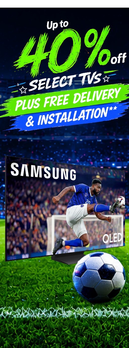 up to forty percent off select premium tvs plus free delivery and installation on qualifying models