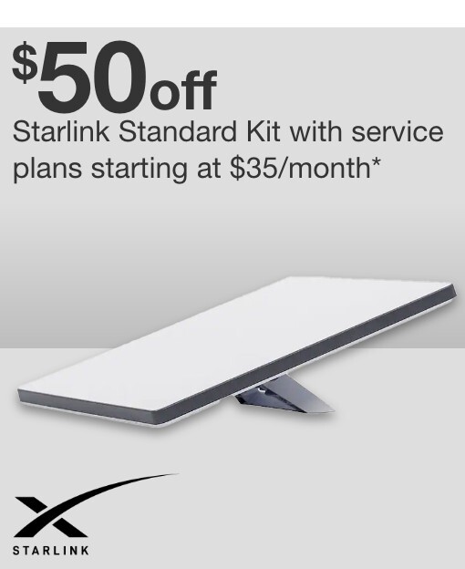 50 dollars off standard kit with service plans starting at 35 dollars per month 
