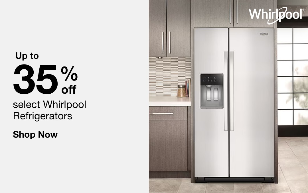 up to 35 percent off select whirlpool refrigerators shop now 